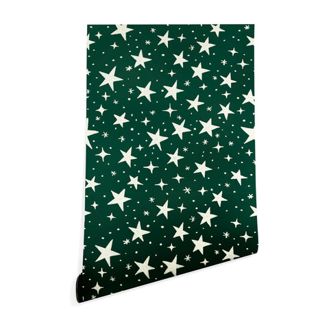 Avenie Christmas Stars In Green Wallpaper