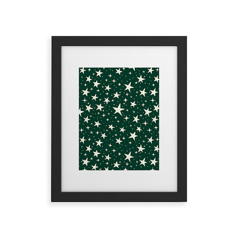 Avenie Christmas Stars In Green Framed Art Print