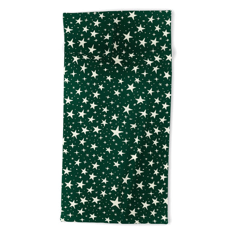 Avenie Christmas Stars In Green Beach Towel