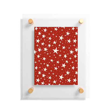 Avenie Christmas Stars in Red Floating Acrylic Print