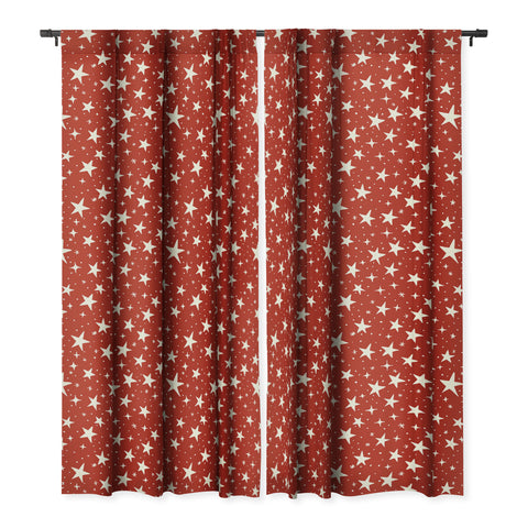 Avenie Christmas Stars in Red Blackout Window Curtain