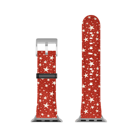 Avenie Christmas Stars in Red Apple Watch Band
