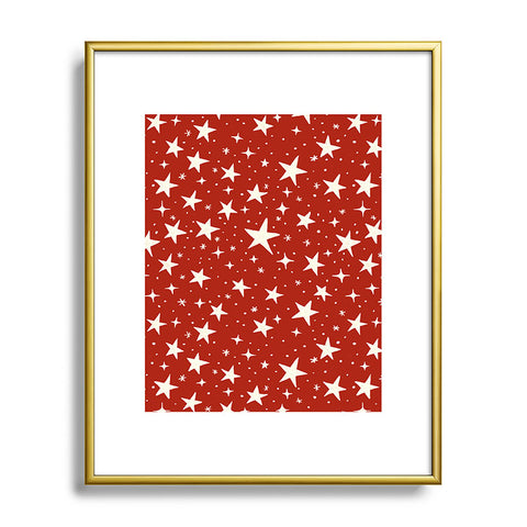 Avenie Christmas Stars in Red Metal Framed Art Print