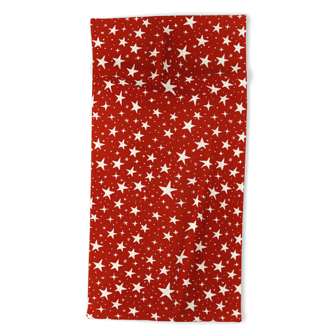 Avenie Christmas Stars in Red Beach Towel