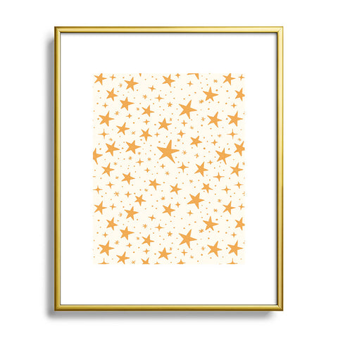 Avenie Christmas Stars in Yellow Metal Framed Art Print