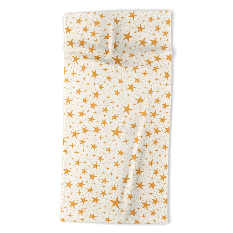 Avenie Christmas Stars in Yellow Beach Towel