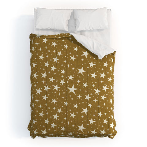 Avenie Christmas Stars Olive Green Comforter