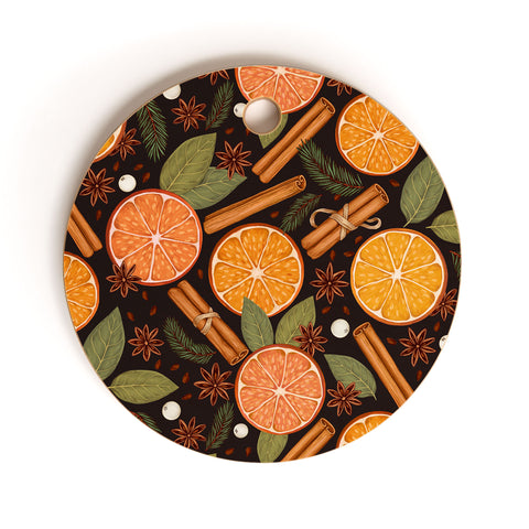 Avenie Christmas Yule Spices Cutting Board Round