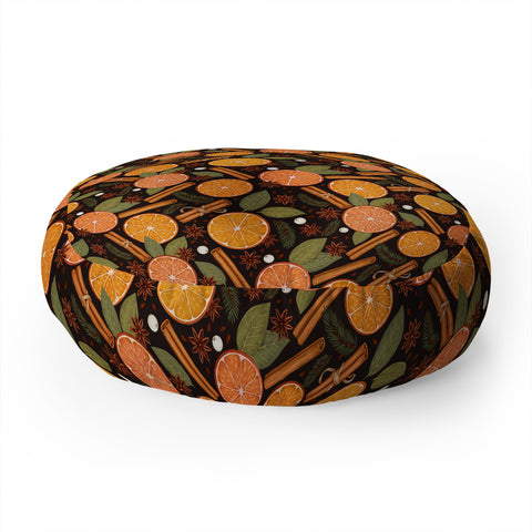 Avenie Christmas Yule Spices Floor Pillow Round