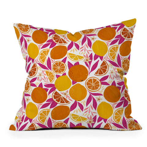 Avenie Citrus Fruits Pink Lemonade Outdoor Throw Pillow