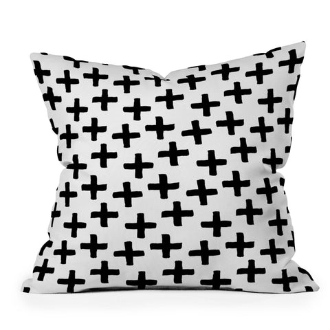 Avenie Cross Pattern Black and White Outdoor Throw Pillow