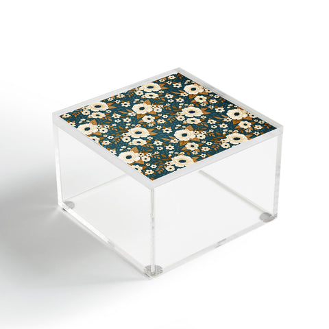 Avenie Delicate Blue and Gold Floral Acrylic Box
