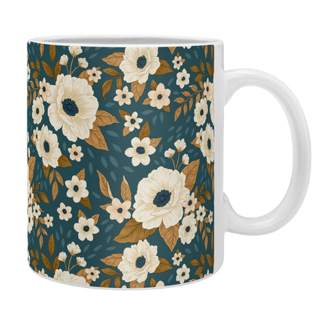 Avenie Delicate Blue and Gold Floral Coffee Mug