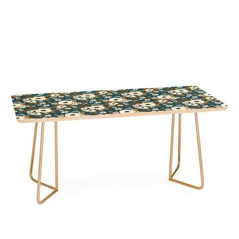 Avenie Delicate Blue and Gold Floral Coffee Table