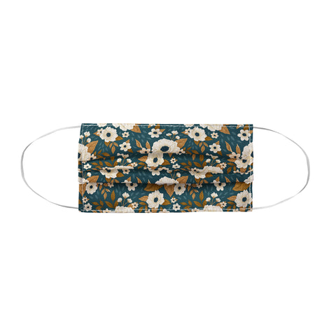 Avenie Delicate Blue and Gold Floral Face Mask