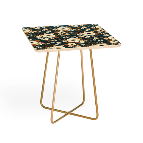 Avenie Delicate Blue and Gold Floral Side Table