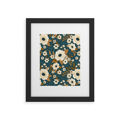 Avenie Delicate Blue and Gold Floral Framed Art Print