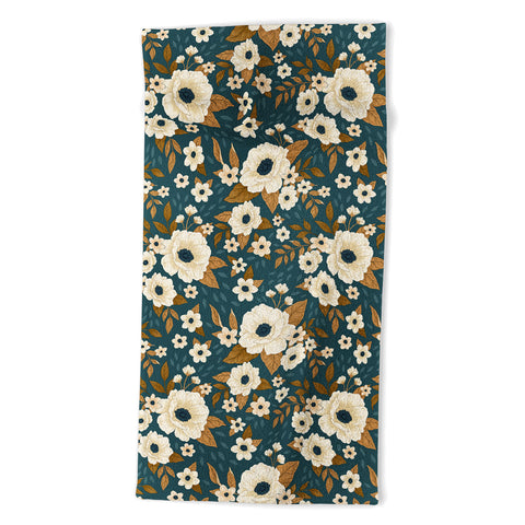 Avenie Delicate Blue and Gold Floral Beach Towel