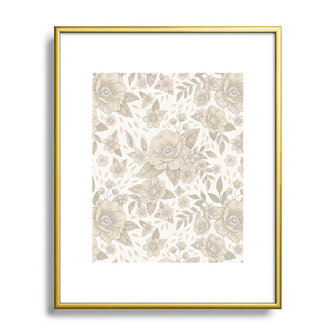 Avenie Delicate Flowers Metal Framed Art Print