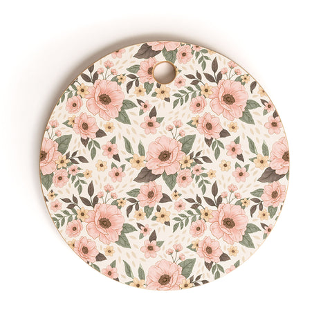 Avenie Delicate Pink Flowers Cutting Board Round