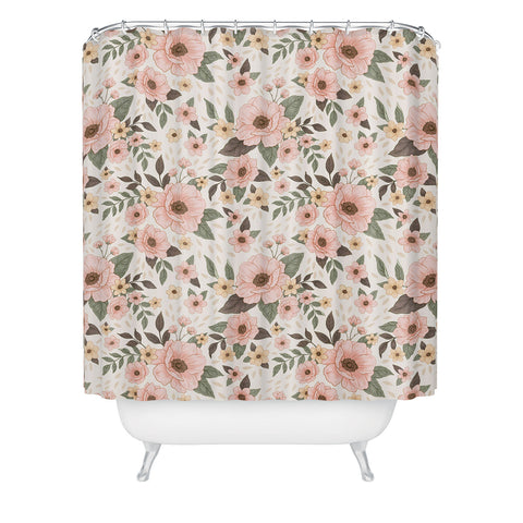 Avenie Delicate Pink Flowers Shower Curtain