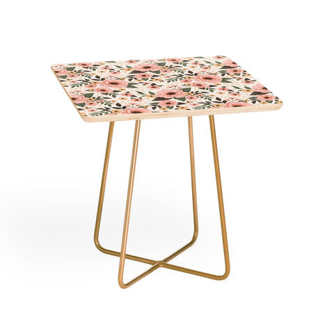 Avenie Delicate Pink Flowers Side Table