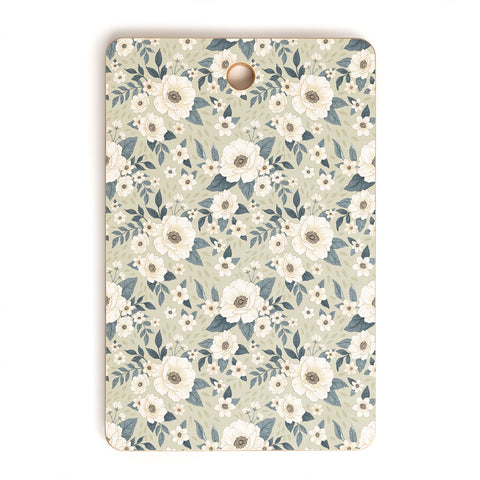 Avenie Delicate Sage Flowers Cutting Board Rectangle