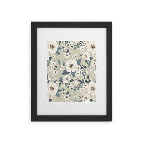 Avenie Delicate Sage Flowers Framed Art Print