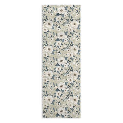 Avenie Delicate Sage Flowers Yoga Towel