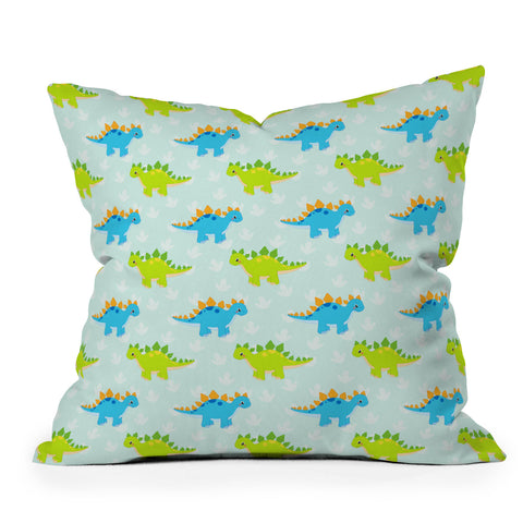 Avenie Dinosaur Pattern Stegosaurus Outdoor Throw Pillow
