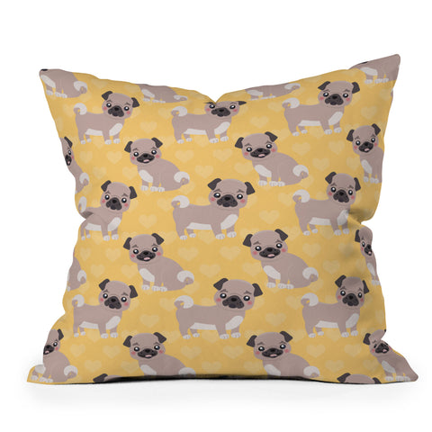 Avenie Dog Pattern Pugs Outdoor Throw Pillow