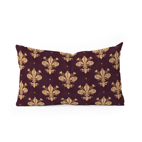 Avenie Fleur De Lis In Royal Burgundy Oblong Throw Pillow