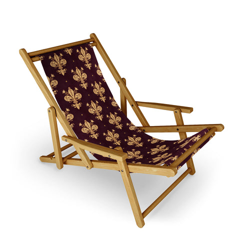 Avenie Fleur De Lis In Royal Burgundy Sling Chair