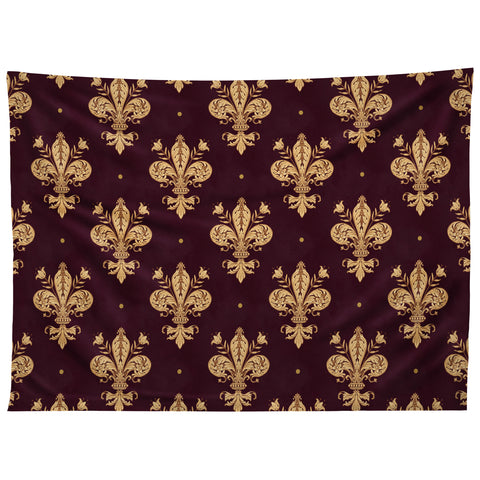 Avenie Fleur De Lis In Royal Burgundy Tapestry