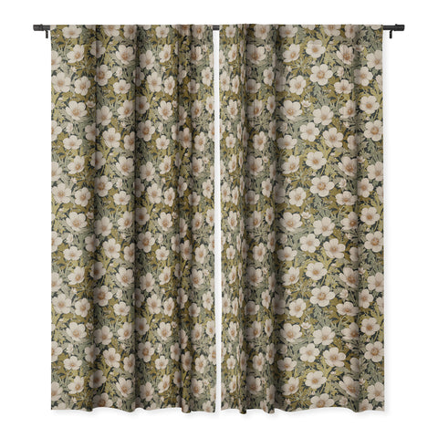Avenie Floral Meadow Spring Green I Blackout Window Curtain