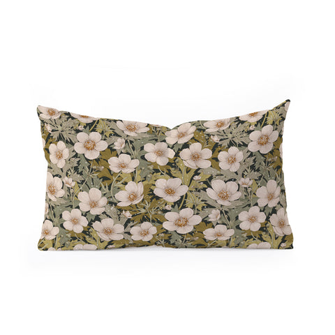 Avenie Floral Meadow Spring Green I Oblong Throw Pillow