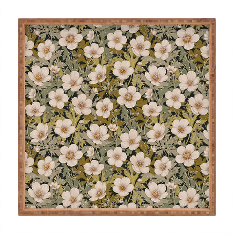 Avenie Floral Meadow Spring Green I Square Tray