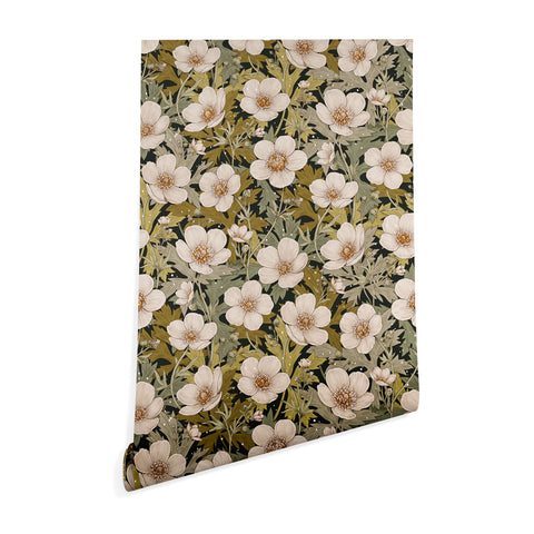 Avenie Floral Meadow Spring Green I Wallpaper