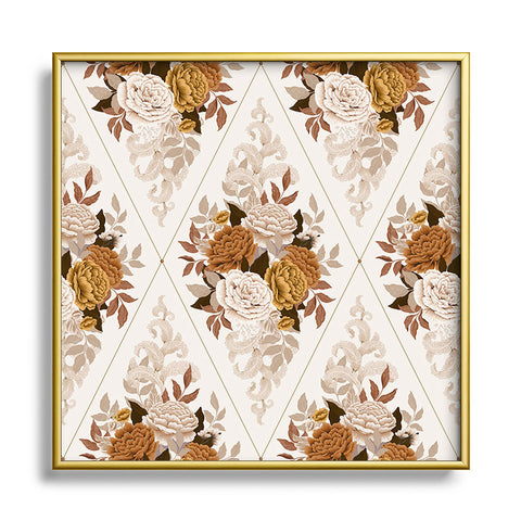 Avenie French Florals Square Metal Framed Art Print