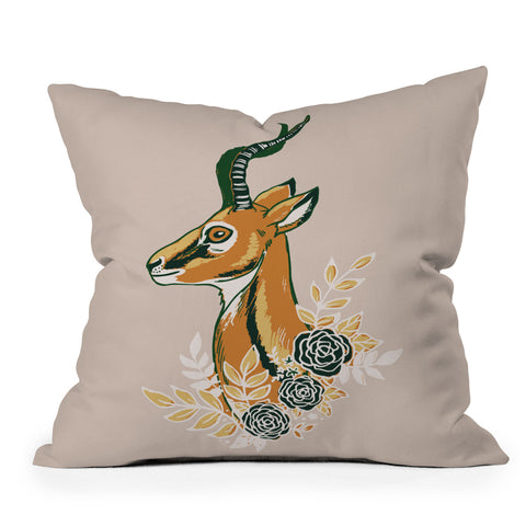 Avenie Gazelle Spring Collection Outdoor Throw Pillow