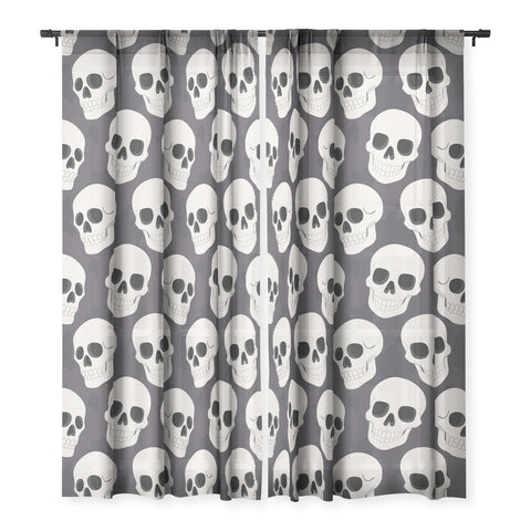 Avenie Goth Skulls Sheer Window Curtain