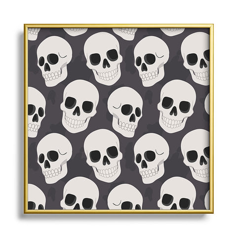 Avenie Goth Skulls Square Metal Framed Art Print