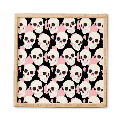 Avenie Goth Skulls Pink Framed Wall Art
