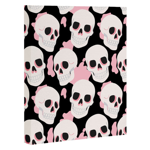 Avenie Goth Skulls Pink Art Canvas