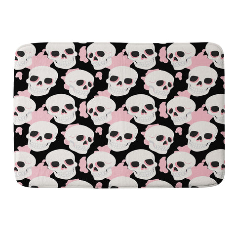 Avenie Goth Skulls Pink Memory Foam Bath Mat