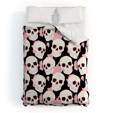 Avenie Goth Skulls Pink Comforter