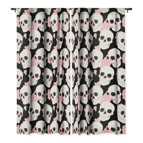 Avenie Goth Skulls Pink Blackout Window Curtain