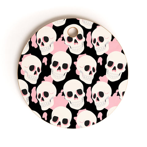 Avenie Goth Skulls Pink Cutting Board Round