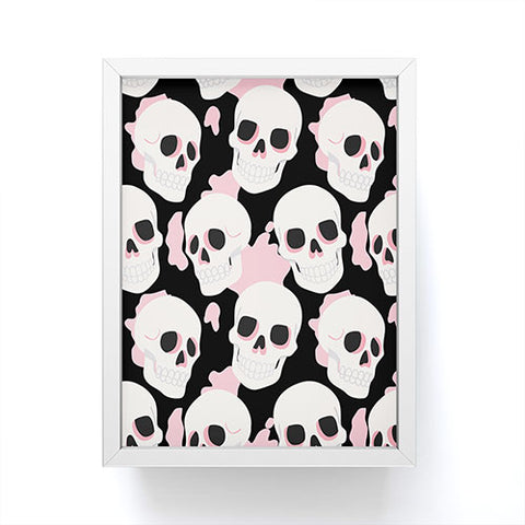 Avenie Goth Skulls Pink Framed Mini Art Print