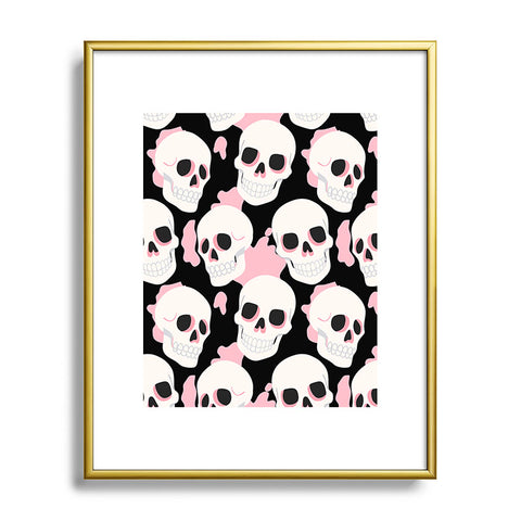 Avenie Goth Skulls Pink Metal Framed Art Print